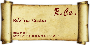 Róna Csaba névjegykártya